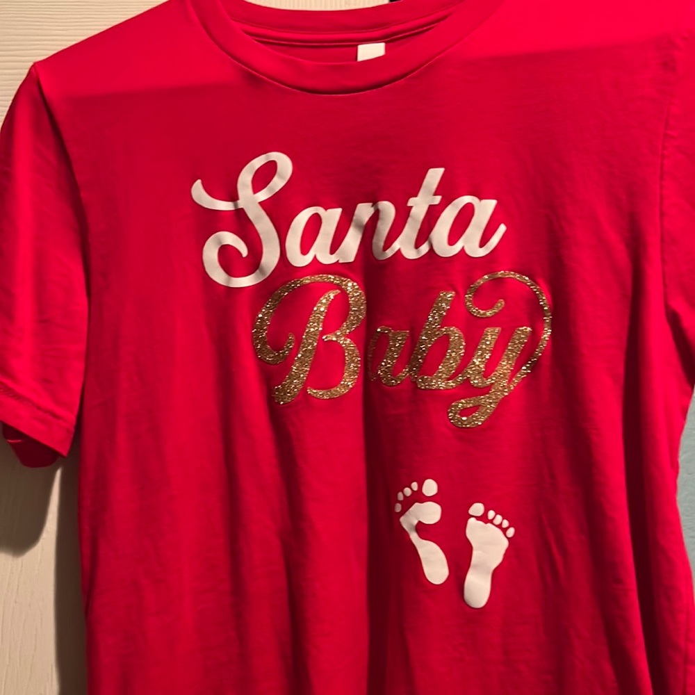 Red Medium Santa Baby Maternity Shirt